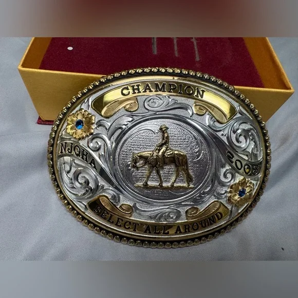 Gist Silversmiths NJQHA Champion Select All Around Belt Buckle 2008 NIB - Picture 4 of 12